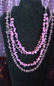 🌺Purple bead/stone necklace